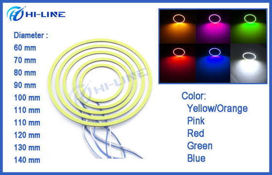 Os pares de 60mm 66 conduziram o universal branco da luz do anel do halo dos olhos do anjo do farol do vermelho azul da luz do carro do diodo emissor de luz da ESPIGA